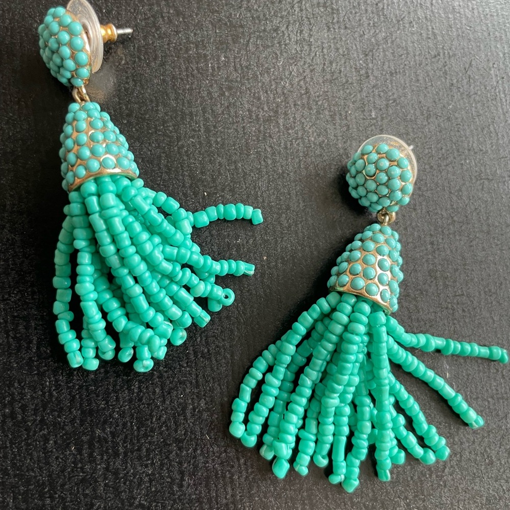 Turquoise beaded tassel earrings from BaubleBar